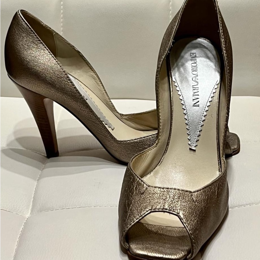 EMPORIO ARMANI LOGO CANVAS HEELS ITALIAN FOR WOMENS